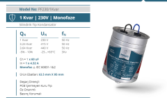 Pofaco 1 KVAR Monofaze Silindir Kondansatör