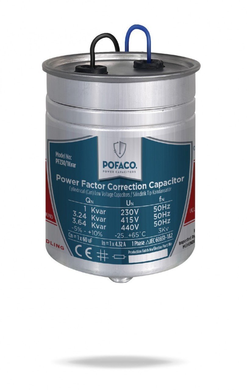 Pofaco 1 KVAR Monofaze Silindir Kondansatör
