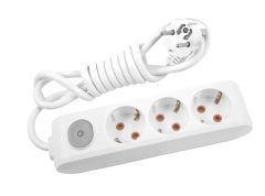 Viko Multi-let Üçlü 2 Metre Anahtarlı Grup Priz Klemensli - Beyaz