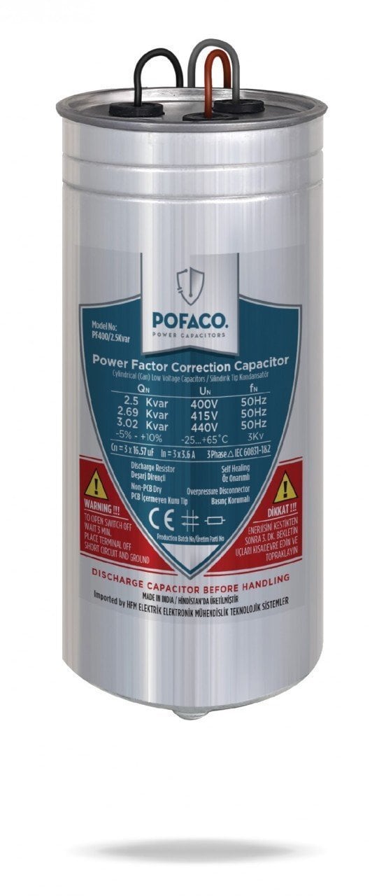 Pofaco 2.5 KVAR Trifaze Silindir Kondansatör