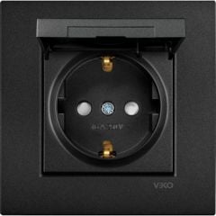 Viko Artline Novella SİYAH Kapaklı Topraklı Priz Çerçeveli - 92605512
