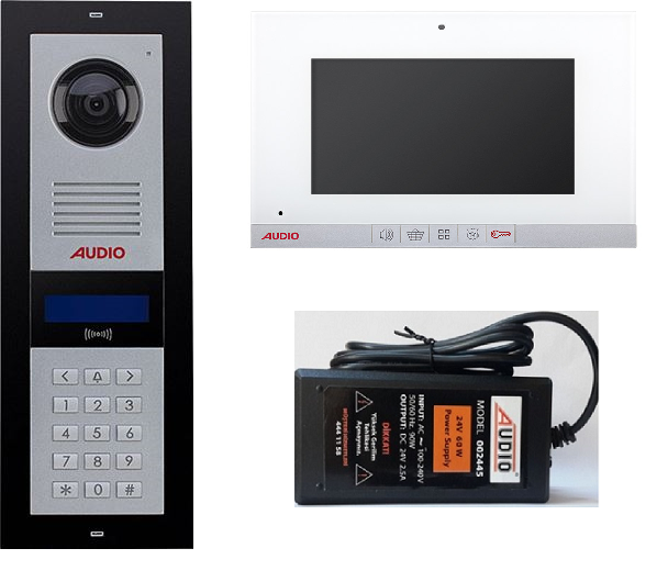 Audio Görüntülü Diafon Şifreli Panelli 4.3 İnç Şubeli Komple 25 Daire