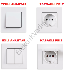 Günsan Eqona Serisi BEYAZ Renk Anahtar ve Priz Çeşitleri