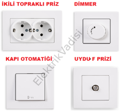 Günsan Eqona Serisi BEYAZ Renk Anahtar ve Priz Çeşitleri