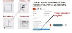 Günsan Eqona Serisi BEYAZ Renk Anahtar ve Priz Çeşitleri