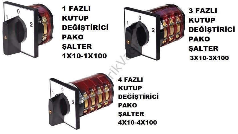 Pakosan Pako Şalter Kutup Değiştirici 0-1-2 1x40A, 3X40A, 5X40A, 6X40A 3X16 Amper