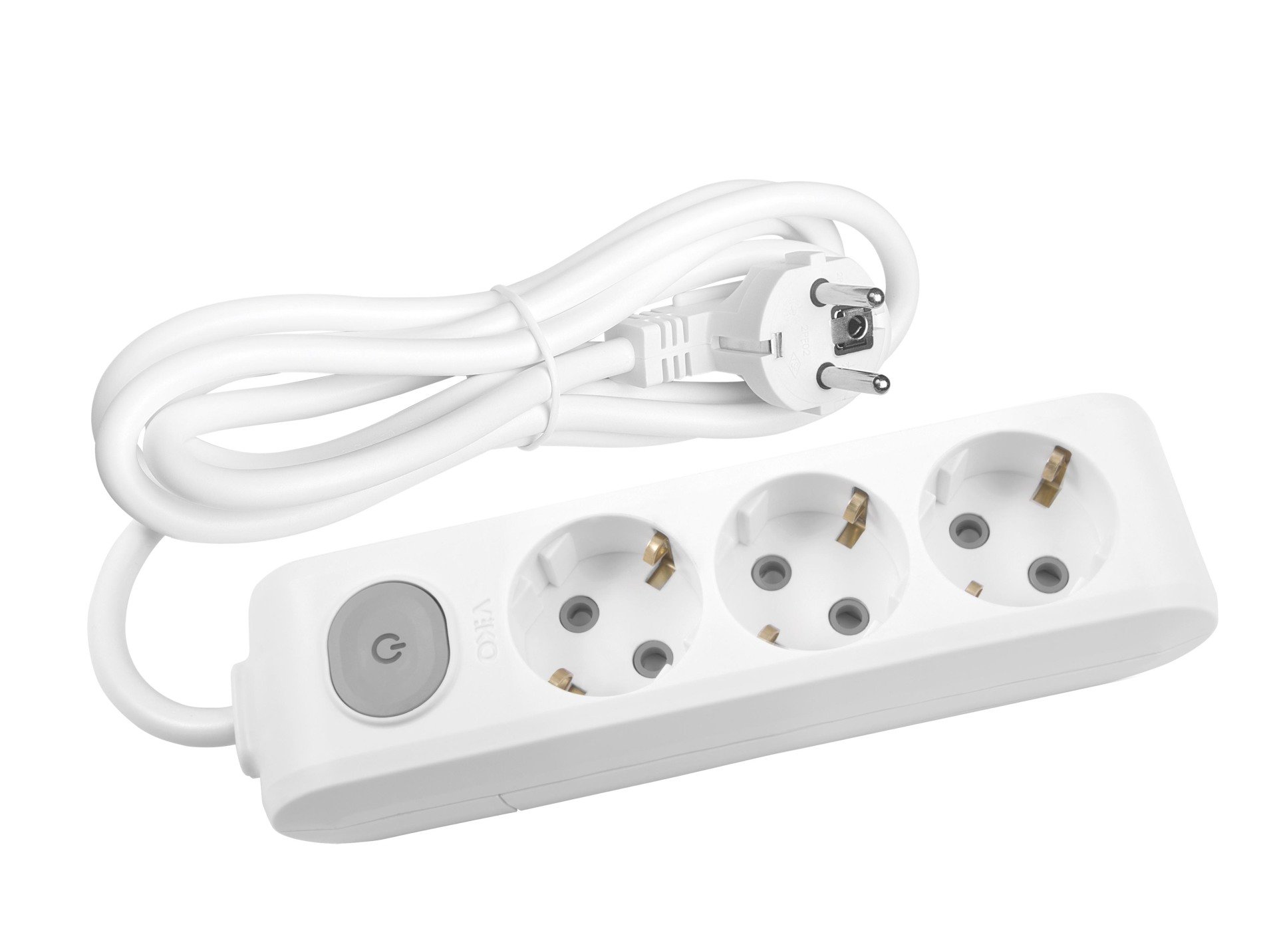 Viko Multi-let Üçlü 5 Metre Anahtarlı Grup Priz Klemensli - Beyaz