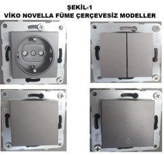 Viko Artline Novella FÜME Renk Anahtar ve Priz Çeşitleri Işıklı Komütatör