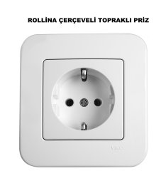 Viko Linnera/Rollina Beyaz/Krem Topraklı Priz Beyaz - Linnera Çerçeveli