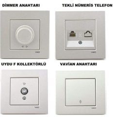 Viko Novella METALİK BEYAZ Renk Anahtar ve Priz Çeşitleri Işıklı Komütatör
