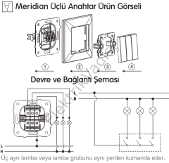 Viko Karre Beyaz Üçlü Anahtar ÇERÇEVELİ
