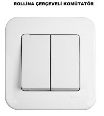 Viko Linnera/Rollina Beyaz/Krem İkili Anahtar Komütatör Krem - Linnera Çerçeveli