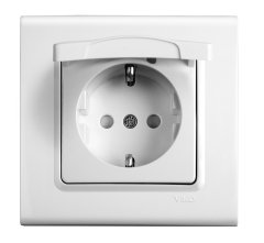 Viko Linnera/Rollina Beyaz/Krem Topraklı Priz Kapaklı Beyaz - Rollina Çerçeveli