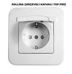 Viko Linnera/Rollina Beyaz/Krem Topraklı Priz Kapaklı Krem - Rollina Çerçeveli