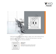 Viko Karre Beyaz USB Şarj Prizi 5V 2A ÇERÇEVELİ