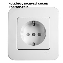 Viko Linnera/Rollina Beyaz/Krem Topraklı Priz Çocuk Korumalı Beyaz - Rollina Çerçeveli