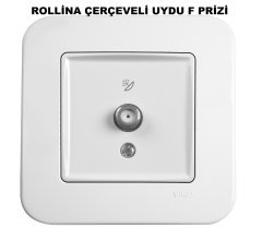 Viko Linnera/Rollina Beyaz/Krem F Kollektörlü Uydu Prizi Geçişli Beyaz - Linnera Çerçeveli