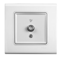 Viko Linnera/Rollina Beyaz/Krem F Kollektörlü Uydu Prizi Geçişli Beyaz - Çerçevesiz