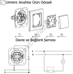 Viko Linnera Life Granit Grisi Siyah Tekli Anahtar Granit Grisi - Çerçeveli