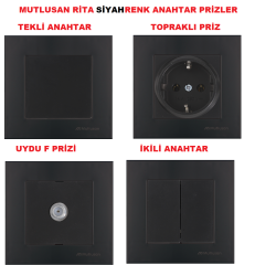 Mutlusan Rita Serisi Anahtar ve Priz Çeşitleri Antik Altın - Nümeris Telefon Prizi