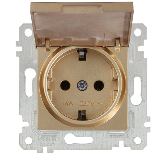 Mutlusan Rita Serisi Anahtar ve Priz Çeşitleri Antik Altın - Topraklı Priz Kapaklı