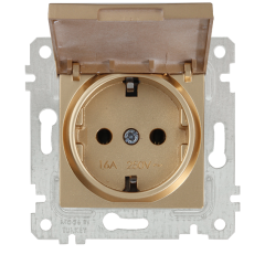 Mutlusan Rita Serisi Anahtar ve Priz Çeşitleri Antik Altın - Topraklı Priz Kapaklı