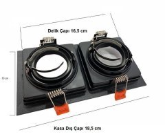 Cata Siyah Boş 2li Spot Kasası Pars CT-5019