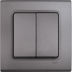 Viko Linnera Life Granit Grisi Siyah İkili Anahtar Siyah - Çerçevesiz