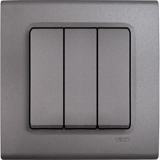 Viko Linnera Life Granit Grisi Siyah Üçlü Anahtar Granit Grisi - Çerçevesiz