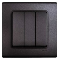 Viko Linnera Life Granit Grisi Siyah Üçlü Anahtar Granit Grisi - Çerçevesiz