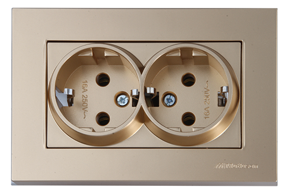 Mutlusan Rita Serisi Anahtar ve Priz Çeşitleri Antik Altın - İkili Topraklı Priz Çerçeveli