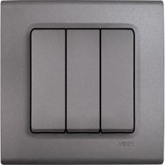 Viko Linnera Life Granit Grisi Siyah Üçlü Anahtar Siyah - Çerçevesiz