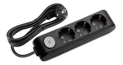 Viko Multi-let Üçlü 5 Metre Anahtarlı Grup Priz Klemensli - Siyah