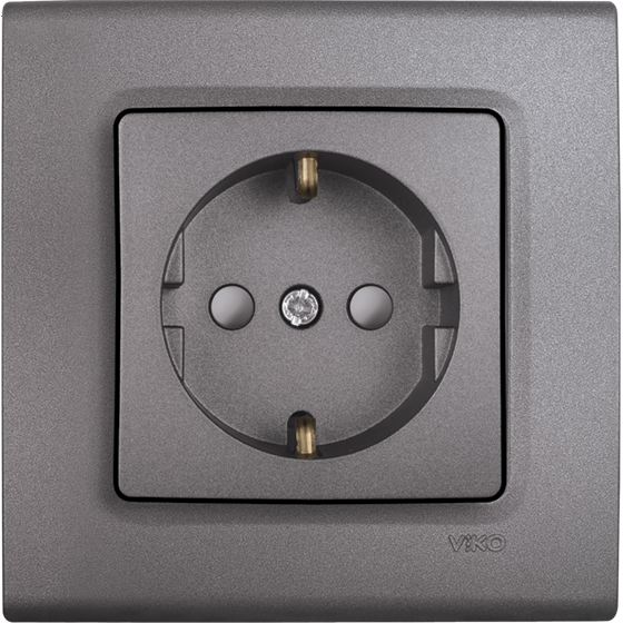 Viko Linnera Life Granit Grisi Siyah Topraklı Priz Granit Grisi - Çerçeveli