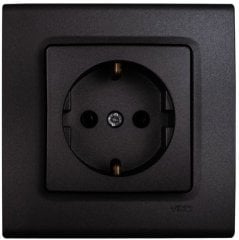 Viko Linnera Life Granit Grisi Siyah Topraklı Priz Granit Grisi - Çerçeveli