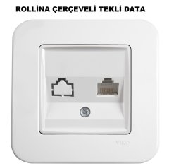 Viko Linnera/Rollina Beyaz/Krem Tekli Data Cat5/6 Beyaz - Linnera Çerçeveli