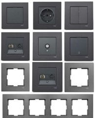 Viko Artline Novella FÜME Renk Anahtar ve Priz Çeşitleri Tekli Data Prizi Cat-6