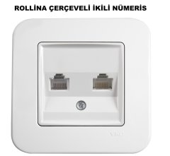 Viko Linnera/Rollina Beyaz/Krem İkili Numaris Nümeris Telefon Krem - Linnera Çerçeveli