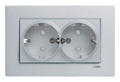 Viko Artline Novella GÜMÜŞ İkili Topraklı Priz Çerçeveli - 92605058