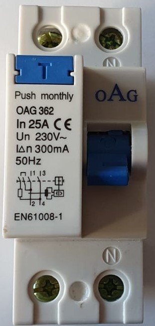 2x25a 30ma OAG Monofaze Kaçak Akım Rölesi