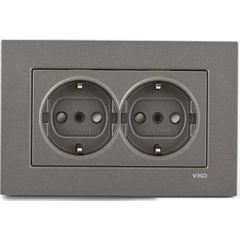 Viko Artline Novella ANTRASİT İkili Topraklı Priz Çerçeveli - 92605358