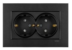 Viko Artline Novella SİYAH İkili Topraklı Priz Çerçeveli - 92605558