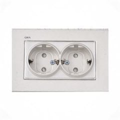 Viko Artline Novella METALİK BEYAZ İkili Topraklı Priz Çerçeveli - 92605658