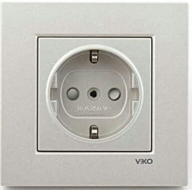 Viko Artline Novella METALİK BEYAZ Topraklı Priz Ç.K. Çerçeveli - 92605642