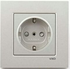 Viko Artline Novella METALİK BEYAZ Topraklı Priz Ç.K. Çerçeveli - 92605642