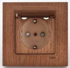 Viko Artline Novella CEVİZ Kapaklı Topraklı Priz Çerçeveli - 92615112