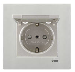 Viko Artline Novella METALİK BEYAZ Kapaklı Topraklı Priz Çerçeveli - 92605612