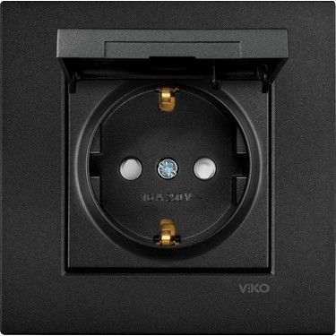 Viko Artline Novella SİYAH Kapaklı Topraklı Priz Çerçeveli - 92605512