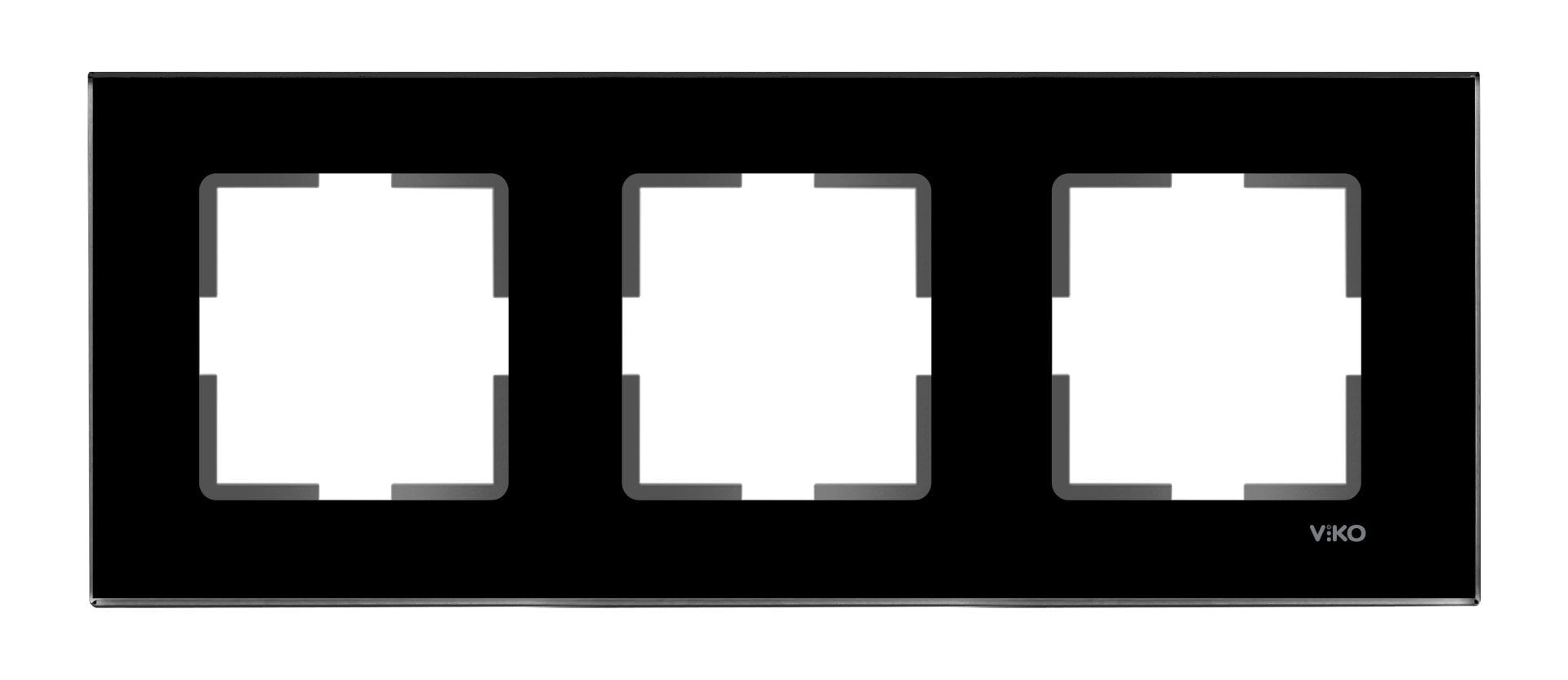 Viko Novella Cam Düz Siyah Üçlü Çerçeve - 92192273