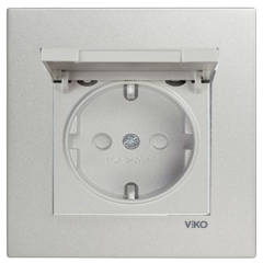 Viko Artline Novella SATEN Kapaklı Topraklı Priz Çerçeveli - 92605112